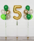 Green and Gold Number Balloon and Confetti Balloon Bouquets Set from Balloon Expert