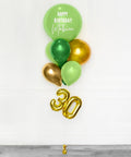 Green and Gold - Personalized Jumbo Balloon Bouquet with 16" Number full length product image