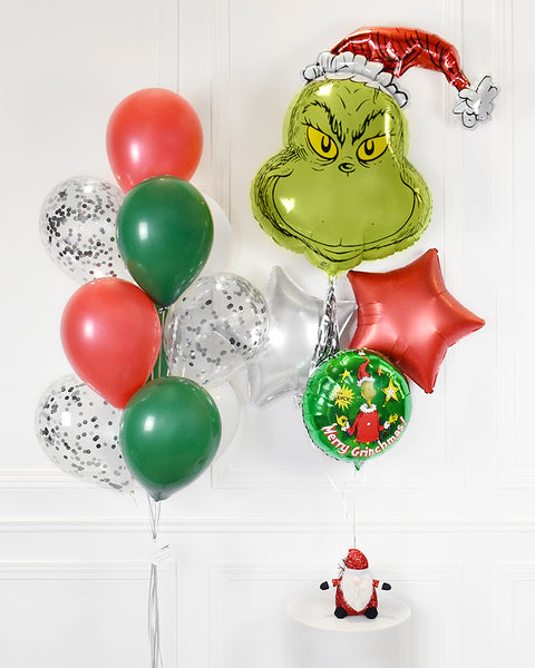 Grinch Christmas - Confetti Balloon Bouquet and Foil Balloon Bouquet