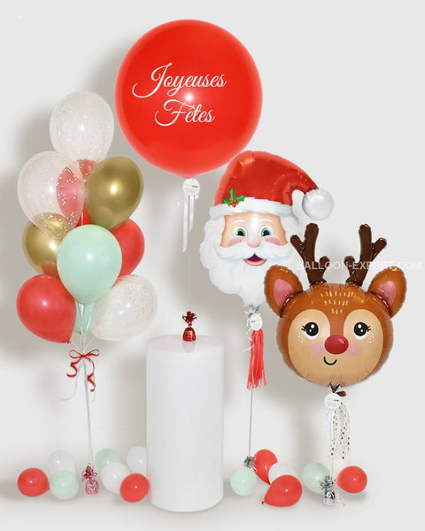 Holiday Balloons Balloon Bouquet And Personalized Jumbo - Mint Red Gold White