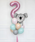 Koala Number Balloon Bouquet - Mint Pink Blush And Grey Girls Birthday