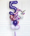Magical Unicorn Number Balloon Bouquet - Purple Lilac And Pink Girls Birthday