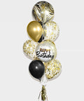 Black And Gold - Marble Birthday Confetti Balloon Bouquet
