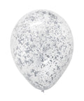 12" Silver Metallic Confetti Latex BalloonHelium Inflated from Balloon Expert