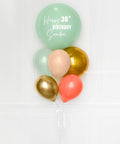 Mint, Coral, Blush, and Gold - Personalized Jumbo Balloon Bouquet close up product image