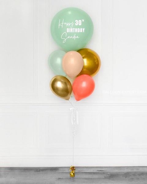 Mint, Coral, Blush, and Gold - Personalized Jumbo Balloon Bouquet full length product image