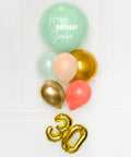 Mint, Coral, Blush, and Gold - Personalized Jumbo Balloon Bouquet with 16" Number close up product image