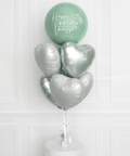 Mint and White - Personalized Orbz and Heart Balloon Bouquet, helium inflated