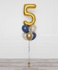 Navy Blue and Gold Number Confetti Balloon Bouquet, 7 Balloons from Balloon Expert