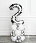 Silver and White - Number Balloon Column