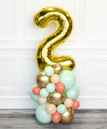 Number Balloon Column - Mint Coral Blush Chrome Gold Columns