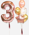 Rose Gold and Gold - Number Balloon with Confetti Balloon Bouquet