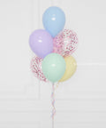 Pastel Rainbow Confetti Balloon Bouquet, 7 Balloons from Balloon Expert zoom in image