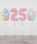 Pastel Rainbow - Double Number Balloons And Confetti Balloon Bouquets Set