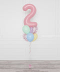 Pastel Rainbow Number Confetti Balloon Bouquet, 7 Balloons from Balloon Expert