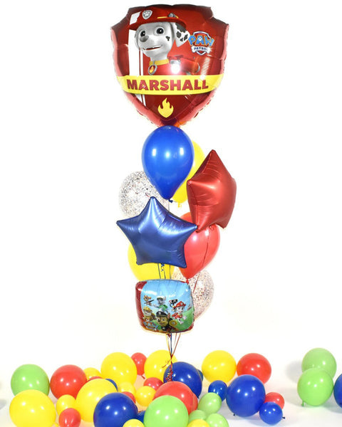 Paw Patrol Confetti Balloon Bouquet - Blue Red Yellow Boys Birthday