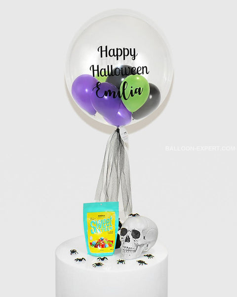 Purple, Green, and Black - Personalized Bubble Balloon Filled with Balloons, helium balloon from balloon expert