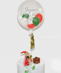 Personalized Bubble Balloon Filled With Red Green & White Balloons Christmas