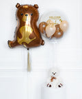 Baby Bear - Brown and Blush Personalized Bubble Balloon and Supershape Balloon, Helium inflated Balloon Expert
