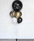 Black, Gold, and White - Personalized Jumbo Balloon Bouquet, helium balloons, full lenght image