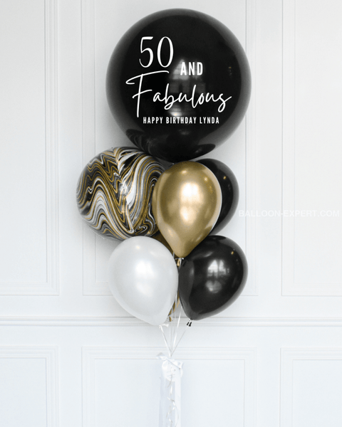 Black, Gold, and White - Personalized Jumbo Balloon Bouquet, helium balloons