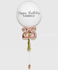 Personalized Jumbo Balloon With 16 Number - Rose Gold Chrome White