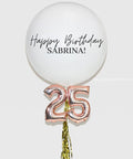 Personalized Jumbo Balloon With 16 Number - Rose Gold Chrome White