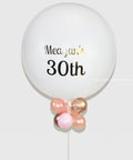 Personalized Jumbo Balloon With Mini Balloons - White Rose Gold