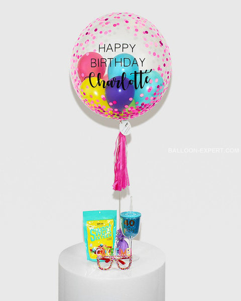 Pink Rainbow - Personalized Bubble Balloon Filled with Balloons, helium balloons from Balloon Expert