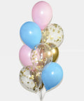 Pink Blue And Gold Confetti Balloon Bouquet