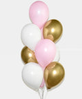 Pink White And Chrome Gold Balloon Bouquet