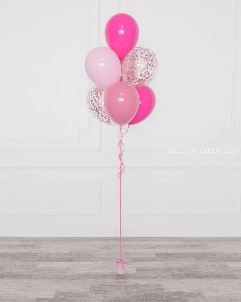 Pink and Fuchsia Confetti Balloon Bouquet, 7 Balloons from Balloon Expert