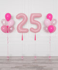 Pink and Fuchsia Double Number Balloons and Confetti Balloon Bouquets Set from Balloon Expert