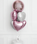 Pink and White - Personalized Orbz and Heart Balloon Bouquet, helium inflated from balloon expert