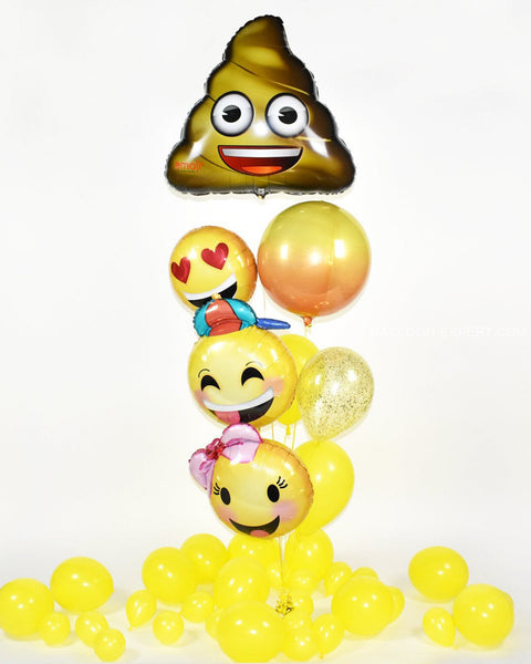 Poop Emoji Confetti Balloon Bouquet - Yellow