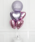 Lilac and Pink - Personalized Orbz and Heart Balloon Bouquet, helium inflated from balloon expert