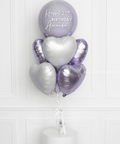Lilac and White - Personalized Orbz and Heart Balloon Bouquet, helium balloons from balloon expert
