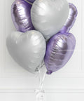 Lilac and White - Personalized Orbz and Heart Balloon Bouquet, helium balloons from balloon expert, closer image