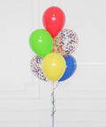 Rainbow Confetti Balloon Bouquet, including 7 Balloons fron Balloon Expert, zoom in image