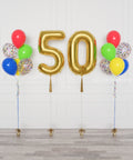 Rainbow Double Number Balloons and Confetti Balloon Bouquets Set from Balloon Expert