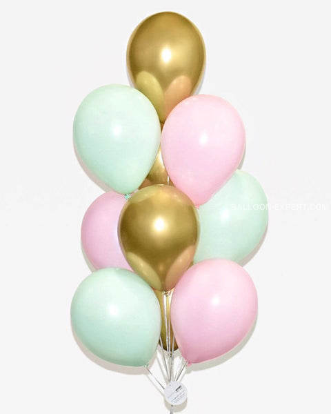Rose Mint And Chrome Gold Balloon Bouquet