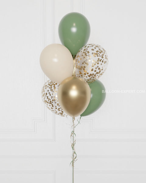 Sage Green, Ivory, and Gold Ceiling Balloons - Balloon Expert