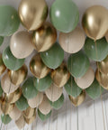 Sage Green, Ivory, and Gold Ceiling Balloons from Balloon Expert