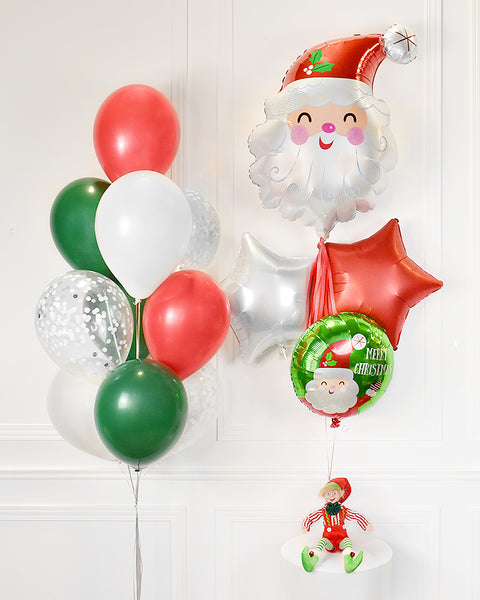 Santa Christmas - Confetti Balloon Bouquet and Foil Balloon Bouquet