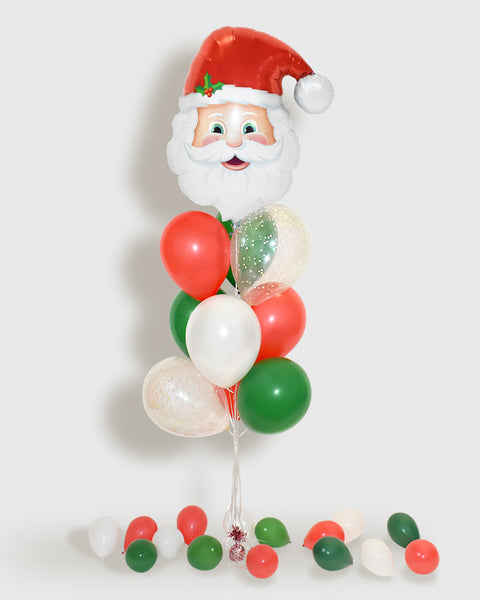 Santa Claus Confetti Balloon Bouquet - Red, Green, White