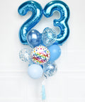 Shades of Blue - Custom Age Birthday Confetti Balloon Bouquet
