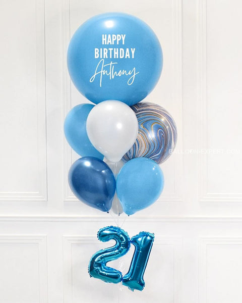 Shades of Blue - Personalized Jumbo Balloon Bouquet with 16" Number close up product image