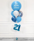 Shades of Blue - Personalized Jumbo Balloon Bouquet with 16" Number full length product image