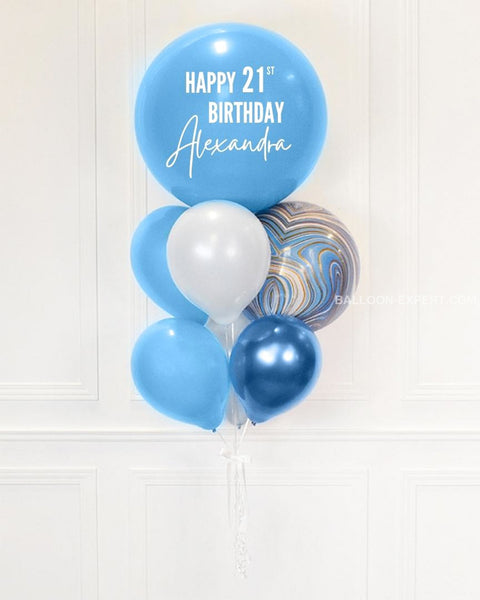 Shades of blue - Personalized Jumbo Balloon Bouquet close up product image
