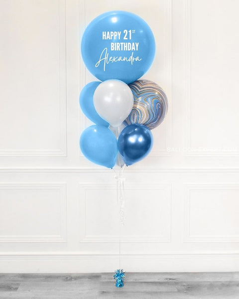 Shades of blue - Personalized Jumbo Balloon Bouquet full length product image